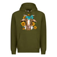 Army Green sunflower bandana goat Premium Hoodie - Jasminsmagicworld