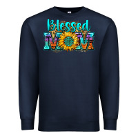 Navy blessed mom sunflower Premium Sweatshirt - Zillion Design Studio