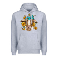 Heather Grey sunflower bandana goat Premium Hoodie - Jasminsmagicworld