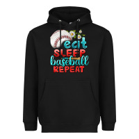 Black eat sleep baseball repeat Heavyweight Hoodie - texasbilliewilder