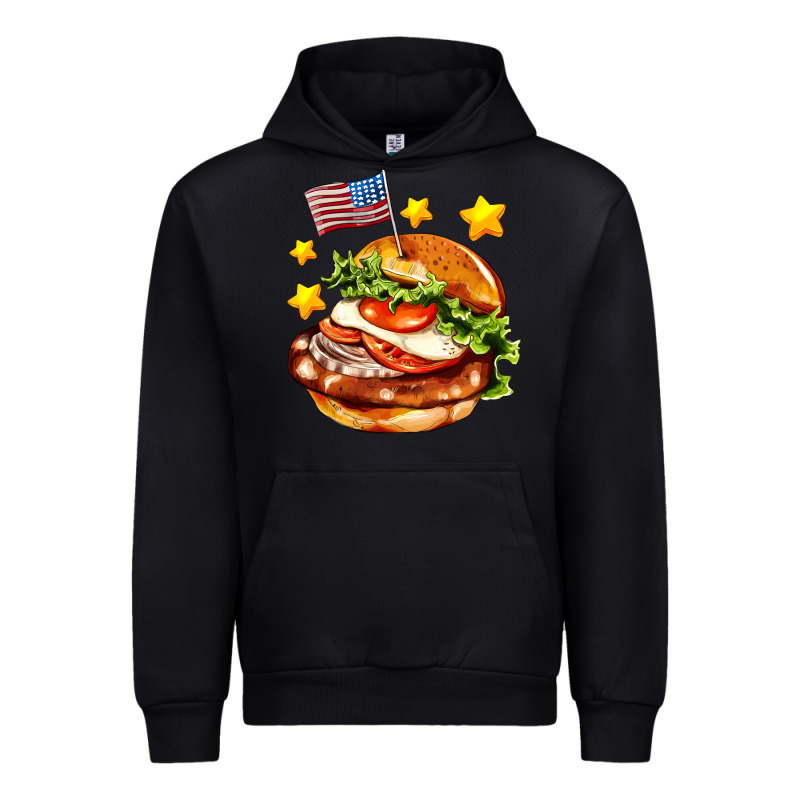 American Flag And Hamburger Urban Hoodie by AdoDesignShop | Teevron