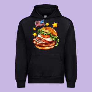 American Flag And Hamburger Urban Hoodie Designed By Adodesignshop