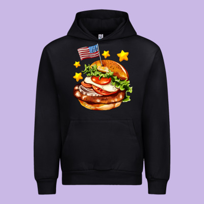 American Flag And Hamburger Urban Hoodie Designed By Adodesignshop