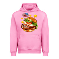Fuchsia Pink american flag and hamburger Urban Hoodie - AdoDesignShop