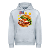 Heather Grey american flag and hamburger Urban Hoodie - AdoDesignShop