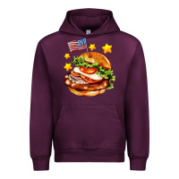 Mauve Wine american flag and hamburger Urban Hoodie - AdoDesignShop