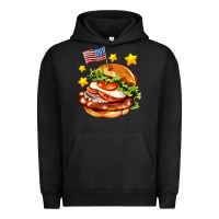 Pigment Black american flag and hamburger Urban Hoodie - AdoDesignShop