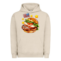 Pigment French Oak american flag and hamburger Urban Hoodie - AdoDesignShop