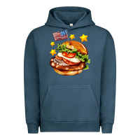 Pigment Midnight Navy american flag and hamburger Urban Hoodie - AdoDesignShop