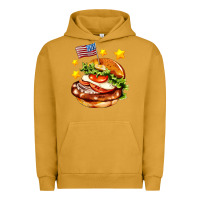 Pigment Peanut Butter american flag and hamburger Urban Hoodie - AdoDesignShop