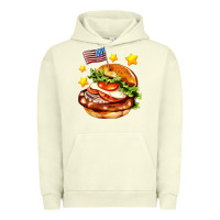 Pigment Pistachio american flag and hamburger Urban Hoodie - AdoDesignShop