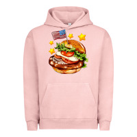 Pigment Salmon american flag and hamburger Urban Hoodie - AdoDesignShop