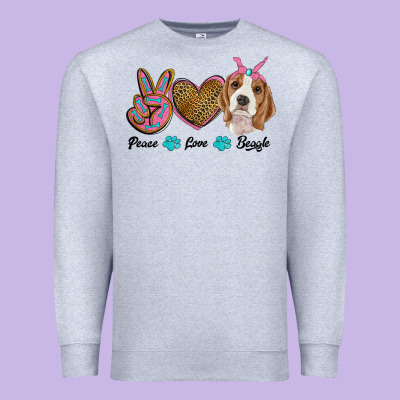 Peace Love Beagle Premium Sweatshirt Designed By Ranaportraitstore