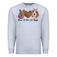 Heather Grey peace love beagle Premium Sweatshirt - RanaPortraitStore