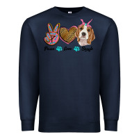 Navy peace love beagle Premium Sweatshirt - RanaPortraitStore