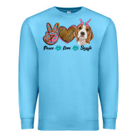 Ocean Blue peace love beagle Premium Sweatshirt - RanaPortraitStore