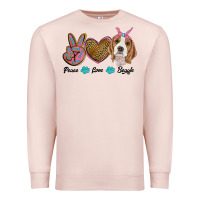 Pale Pink peace love beagle Premium Sweatshirt - RanaPortraitStore