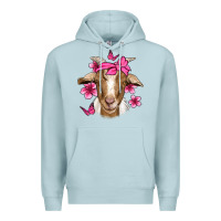 Blue Mist pink floral bandana goat Premium Hoodie - Jasminsmagicworld