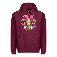 Burgundy pink floral bandana goat Premium Hoodie - Jasminsmagicworld