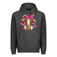 Charcoal Heather pink floral bandana goat Premium Hoodie - Jasminsmagicworld