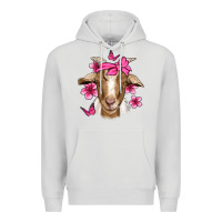 Dove Grey pink floral bandana goat Premium Hoodie - Jasminsmagicworld