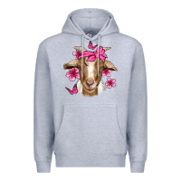 Heather Grey pink floral bandana goat Premium Hoodie - Jasminsmagicworld