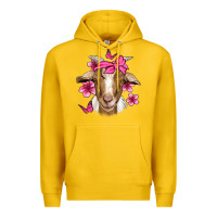Lemon pink floral bandana goat Premium Hoodie - Jasminsmagicworld