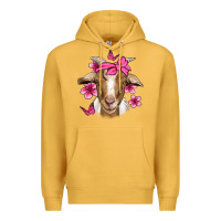 Mustard pink floral bandana goat Premium Hoodie - Jasminsmagicworld