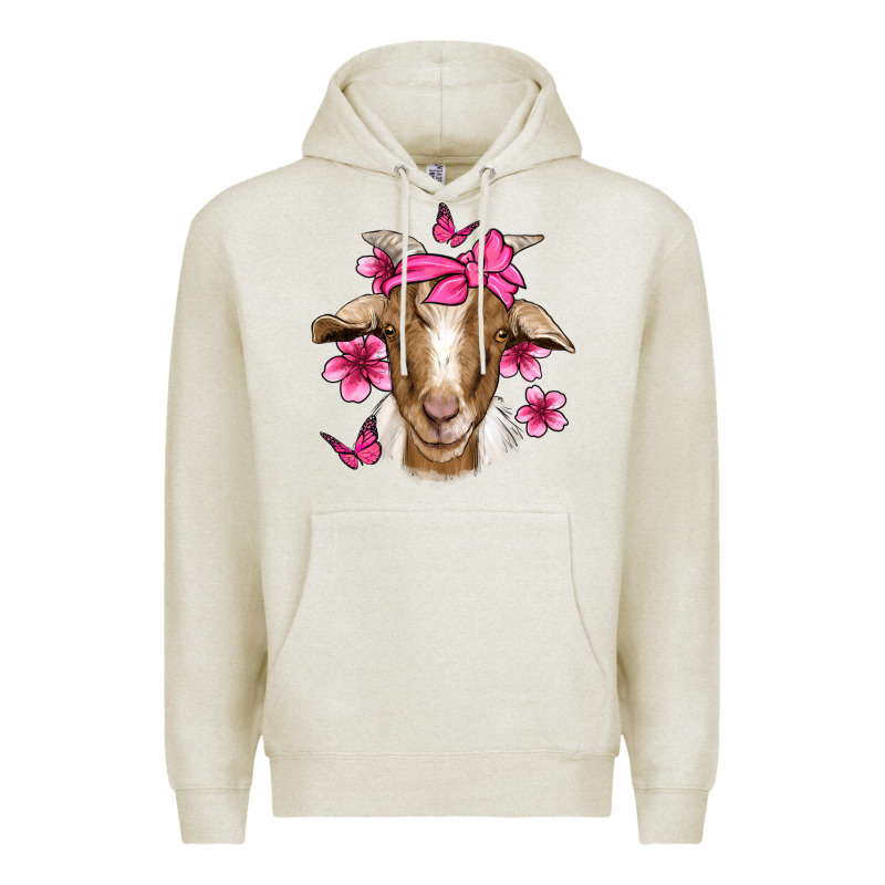 Pink Floral Bandana Goat Premium Hoodie by Jasminsmagicworld | Teevron