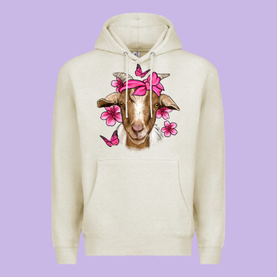 Pink Floral Bandana Goat Premium Hoodie Designed By Jasminsmagicworld