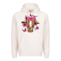 Pale Pink pink floral bandana goat Premium Hoodie - Jasminsmagicworld