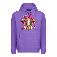 Purple pink floral bandana goat Premium Hoodie - Jasminsmagicworld