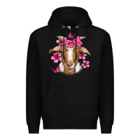 Black pink floral bandana goat Premium Hoodie - Jasminsmagicworld