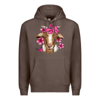 Coffee pink floral bandana goat Premium Hoodie - Jasminsmagicworld