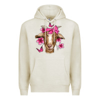 Oatmeal Heather pink floral bandana goat Premium Hoodie - Jasminsmagicworld