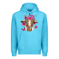 Ocean Blue pink floral bandana goat Premium Hoodie - Jasminsmagicworld
