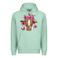 Pink Floral Bandana Goat Premium Hoodie | Teevron