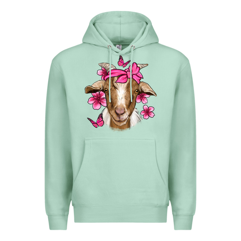 Pink Floral Bandana Goat Premium Hoodie by Jasminsmagicworld | Teevron