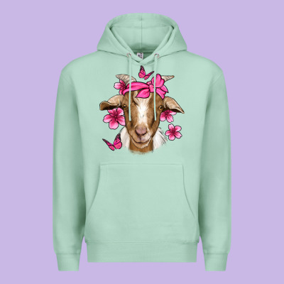 Pink Floral Bandana Goat Premium Hoodie Designed By Jasminsmagicworld