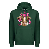 Sports Green pink floral bandana goat Premium Hoodie - Jasminsmagicworld