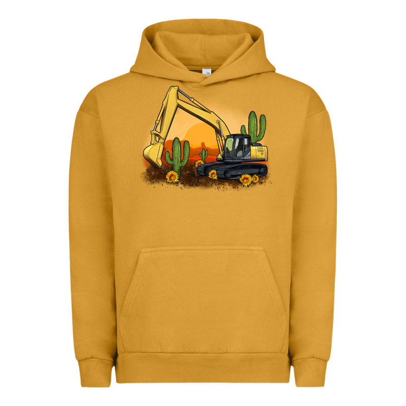Excavator Cactus Sunflower Sunset Urban Hoodie by Artiststas | Teevron