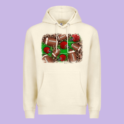 American Football Helmet Background Premium Hoodie Designed By Jahusdesignshop