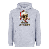 Heather Grey merry christmas skull Heavyweight Hoodie - RanaPortraitStore