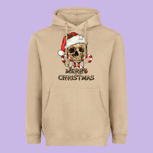 Merry Christmas Skull Heavyweight Hoodie Designed By Ranaportraitstore