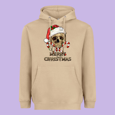 Heavyweight Hoodie merry christmas skull