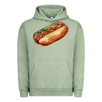 Pigment Oil Green American hot dog Urban Hoodie - AdoDesignShop