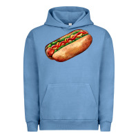 Pigment Pebble Blue American hot dog Urban Hoodie - AdoDesignShop