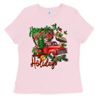 Bubblegum Pink home for the holidays louisiana Ladies Tee - BarkalooDesign