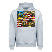 Heather Grey excavator American flag Urban Hoodie - Artiststas