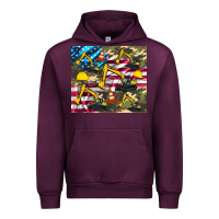 Mauve Wine excavator American flag Urban Hoodie - Artiststas